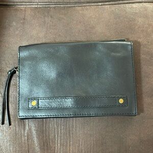 Madewell leather clutch purse with dettachable pouch bag